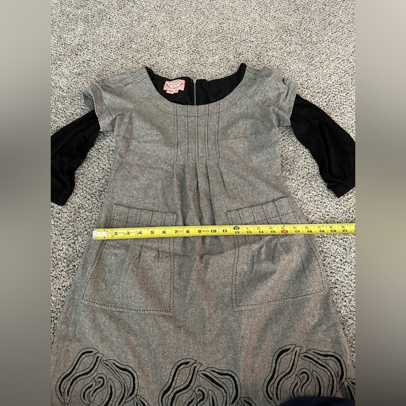 PHOEBE COUTURE Size 4 XS S Gray Wool Blend Shift Dress Flowers - Picture 12 of 13